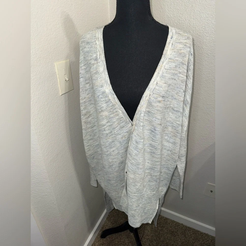 Free People Multicolor Marled‎ Button High Low TGIF Grandma Chic Cardigan- Large